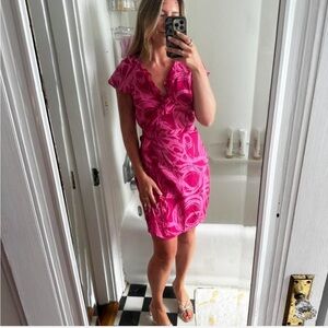 Banana Republic 100% Silk Pink Patterned Mini Dress